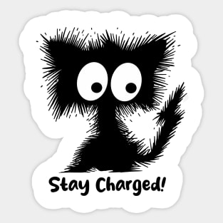 A Hand Drawn Electrocuted Black Cat Sticker